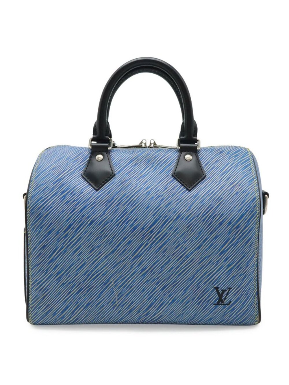 Louis Vuitton Epi Denim Speedy Bandouliere 25 Mini Boston Bag Blue Silver